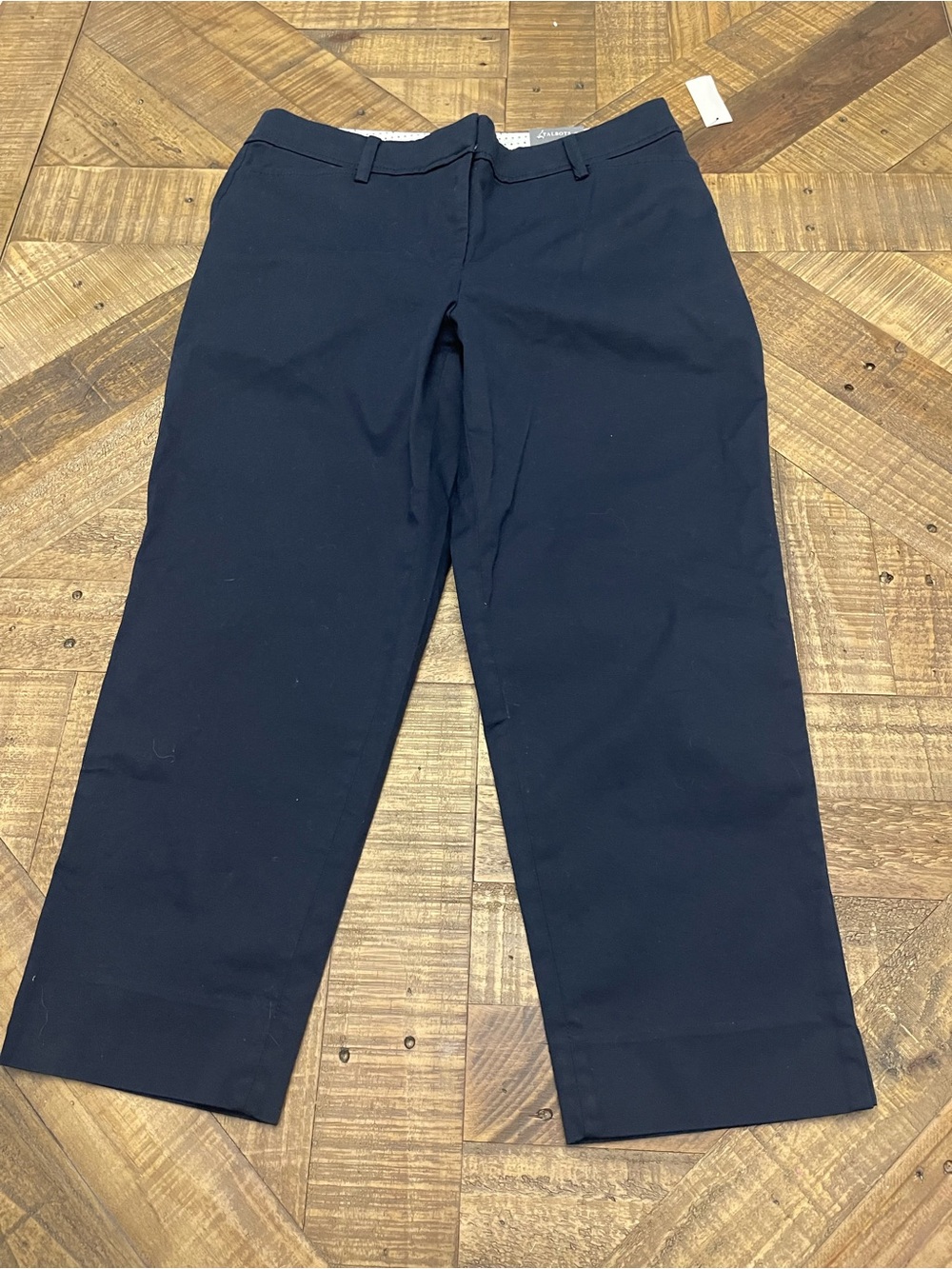 NWT Talbots Perfect Crop Pants Navy Blue Petite 8P Slim Leg Twill